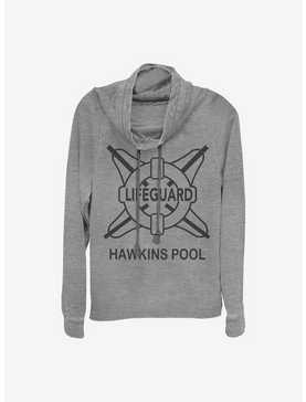 Stranger Things Hawkins Pool Lifeguard Cowl Neck Long-Sleeve Womens Top, , hi-res