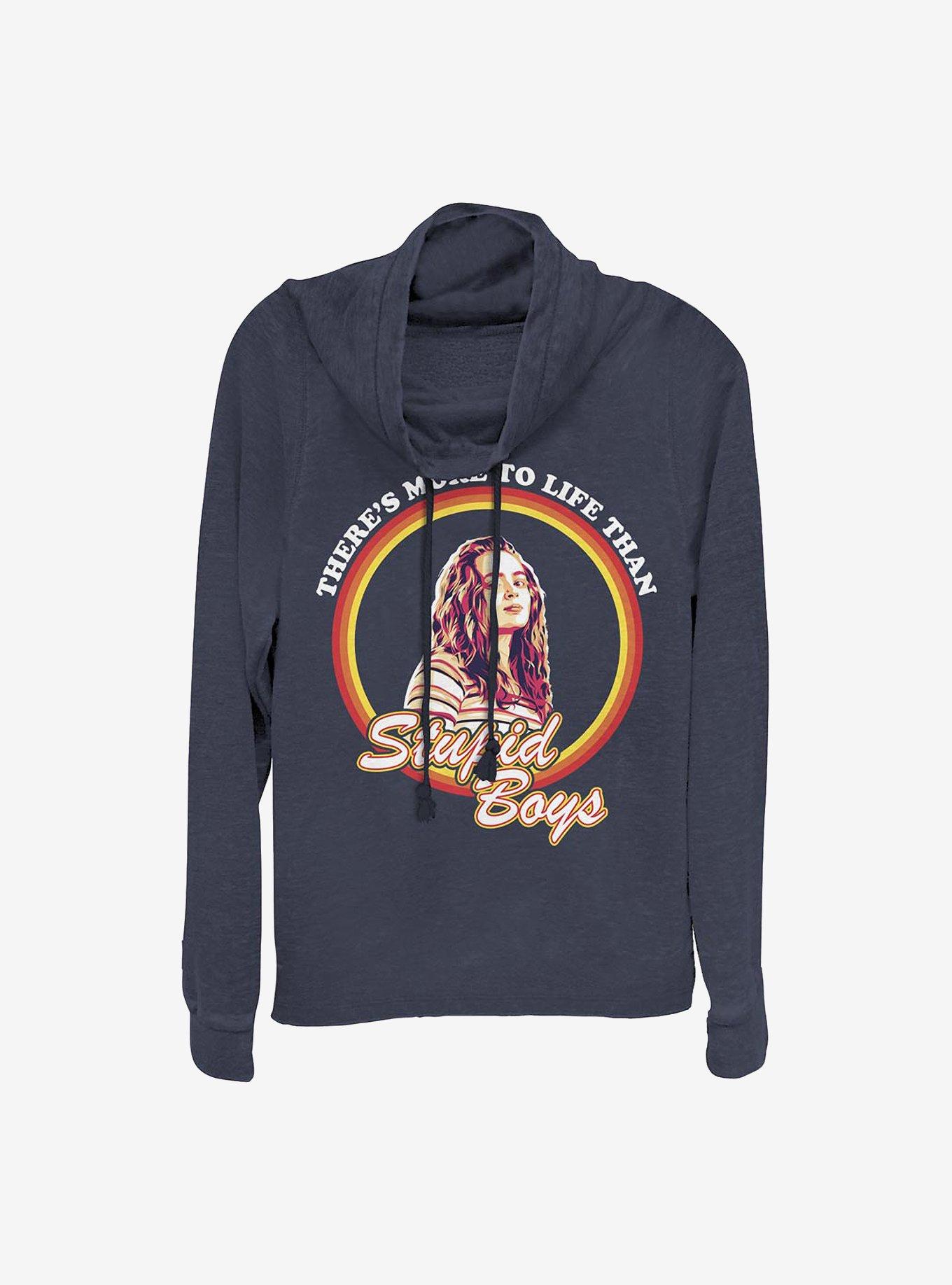 Stranger Things Stupid Boys Cowl Neck Long-Sleeve Womens Top, , hi-res
