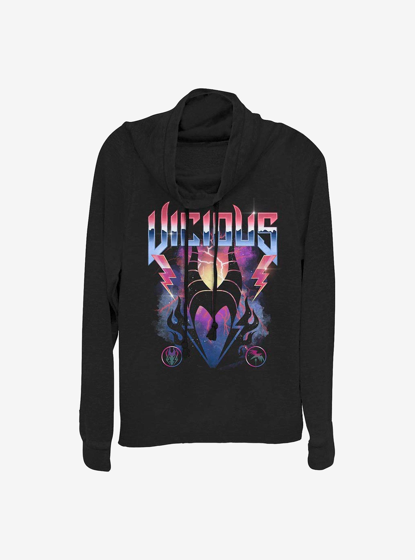 Disney Villains Vicious Maleficent Cowl Neck Long-Sleeve Womens Top, , hi-res