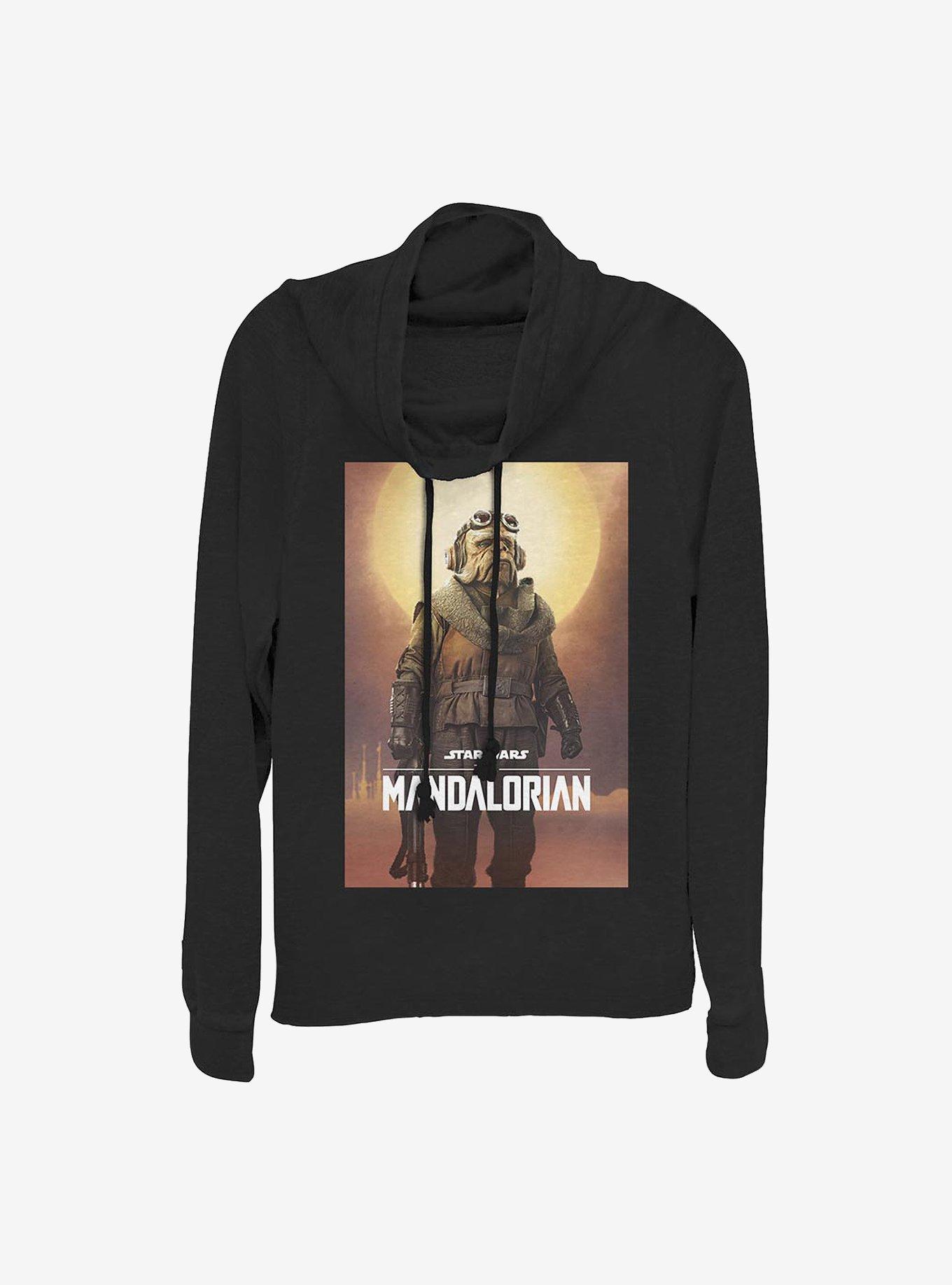 Star Wars The Mandalorian The Child Alien Poster Cowl Neck Long-Sleeve Womens Top, BLACK, hi-res