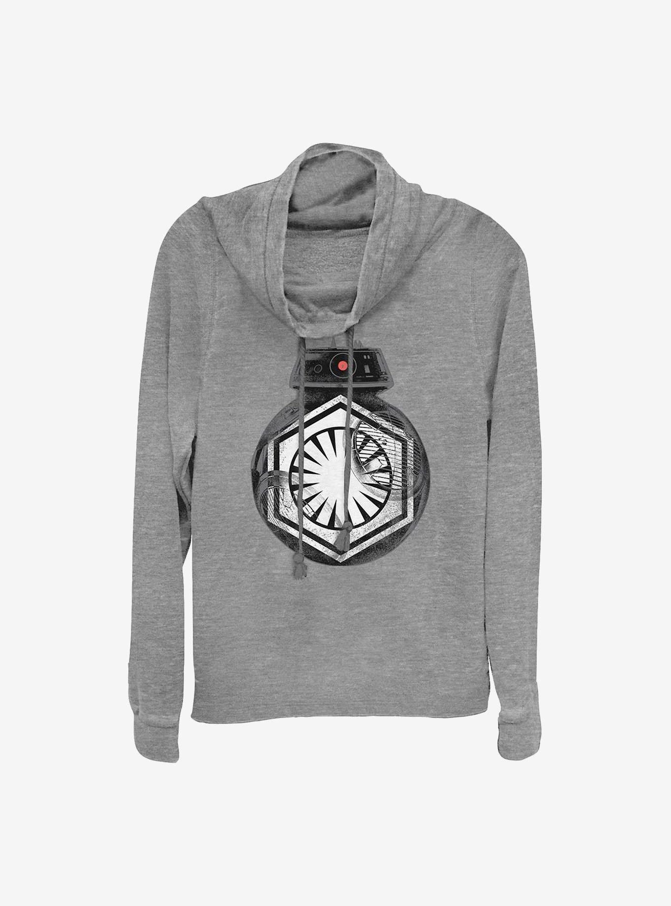 Star Wars Episode VIII: The Last Jedi Empire On BB8 Cowl Neck Long-Sleeve Womens Top, GRAY HTR, hi-res