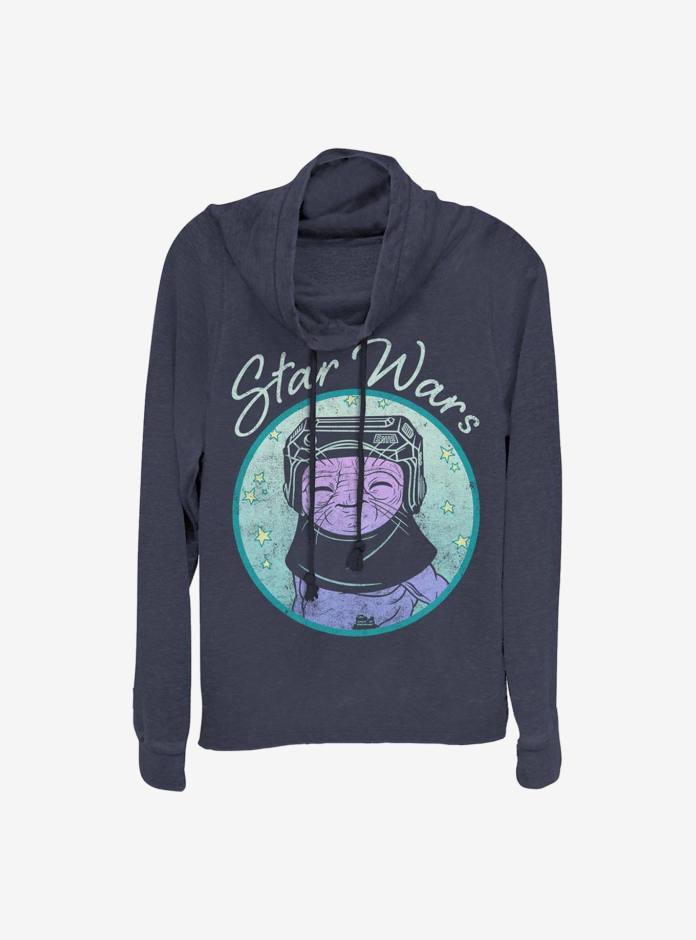 Star Wars Episode IX: The Rise Of Skywalker Frik Cute Cowl Neck Long-Sleeve Womens Top, NAVY, hi-res