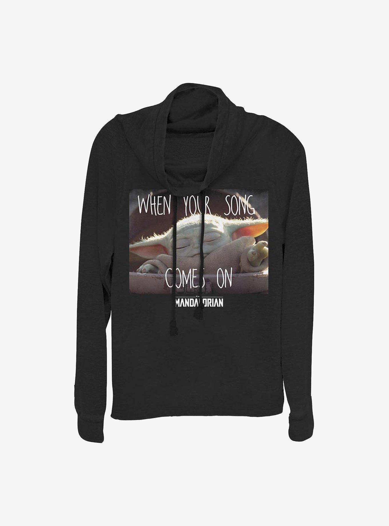 Star Wars The Mandalorian Song Meme Cowl Neck Long-Sleeve Womens Top, , hi-res