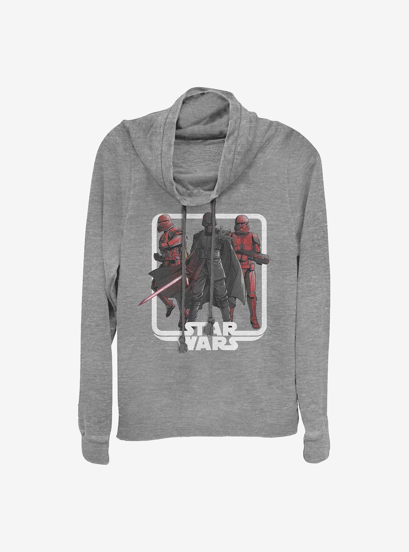 Star Wars Episode IX: The Rise Of Skywalker Vindication Cowl Neck Long-Sleeve Womens Top, GRAY HTR, hi-res