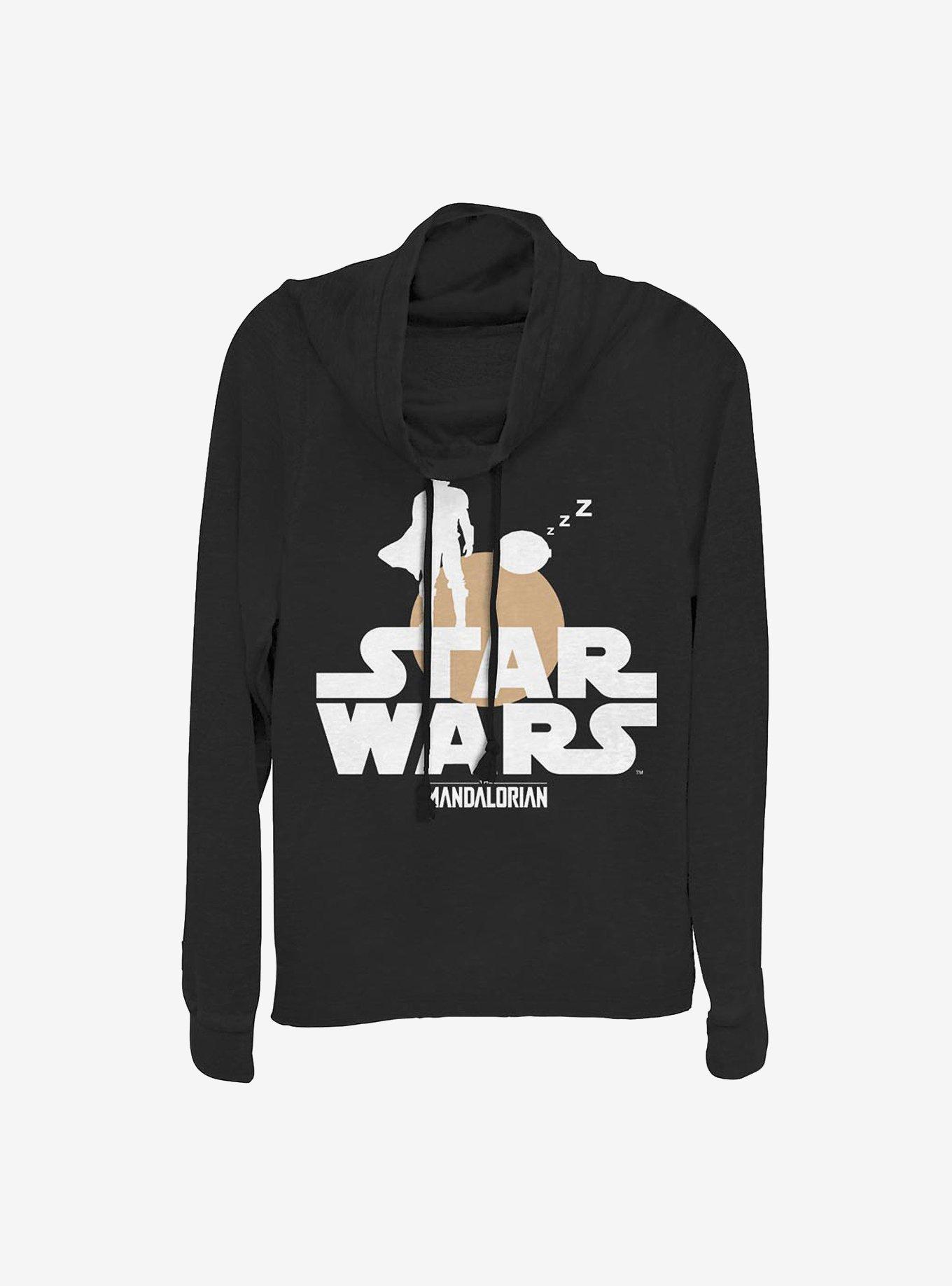 Star Wars The Mandalorian Sunset Duo Cowl Neck Long-Sleeve Womens Top, BLACK, hi-res