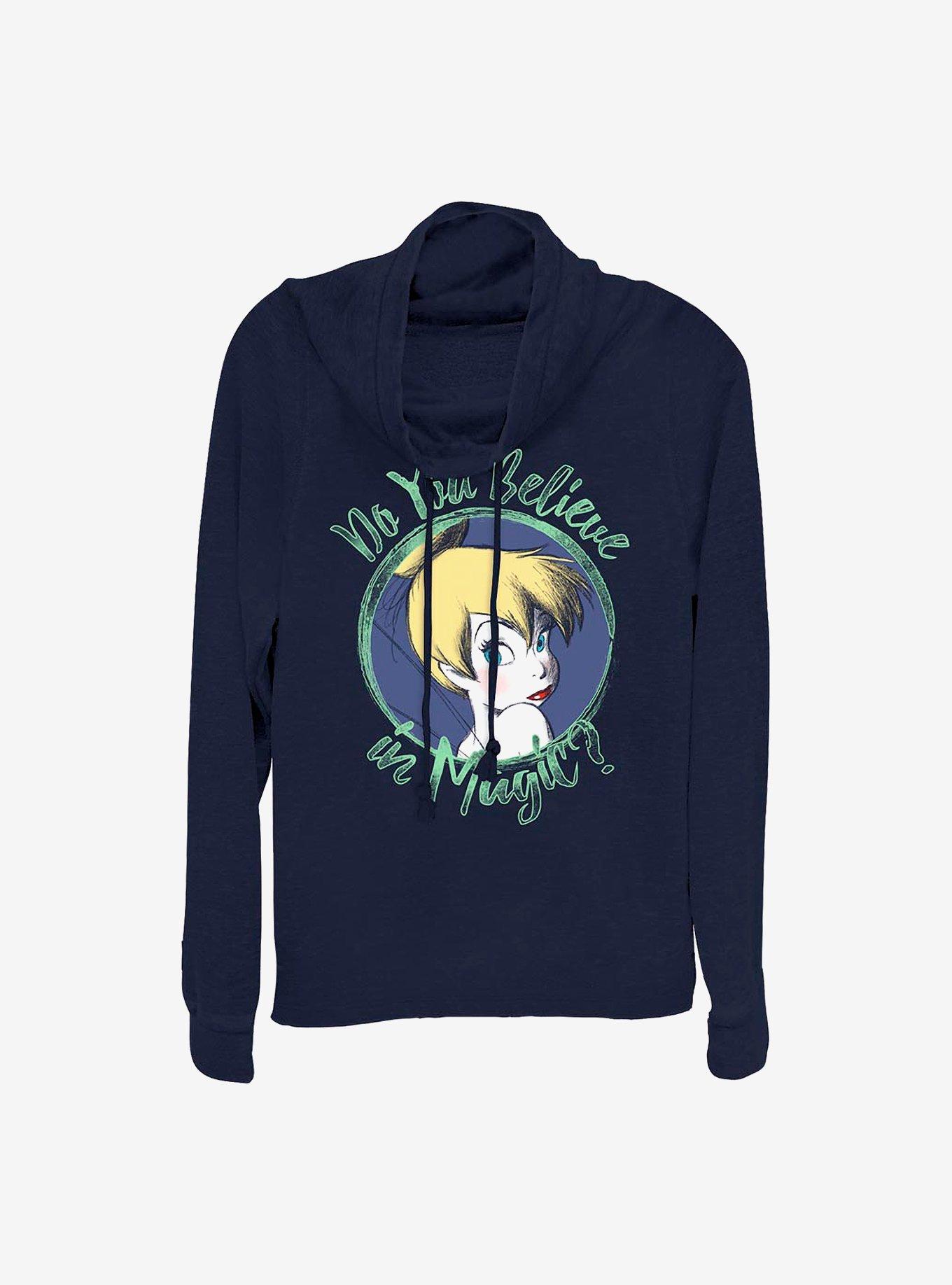 Disney Tinker Bell Believe In Tink Cowl Neck Long-Sleeve Womens Top