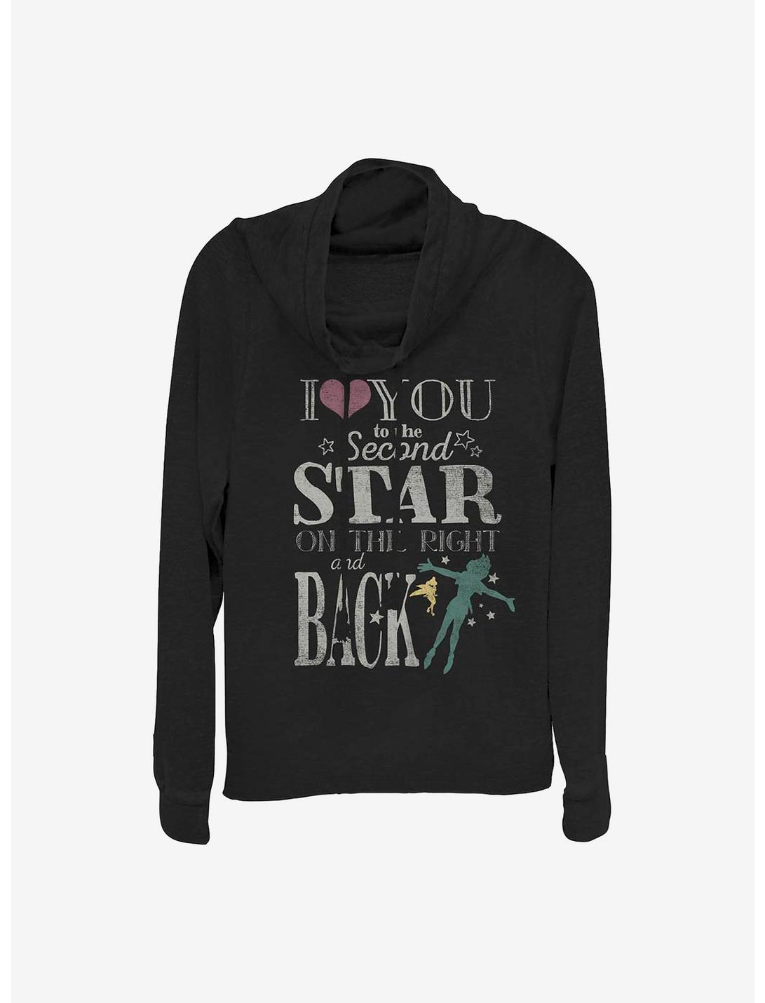 Disney Tinker Bell Love You To The Star Cowl Neck Long-Sleeve Womens Top, BLACK, hi-res