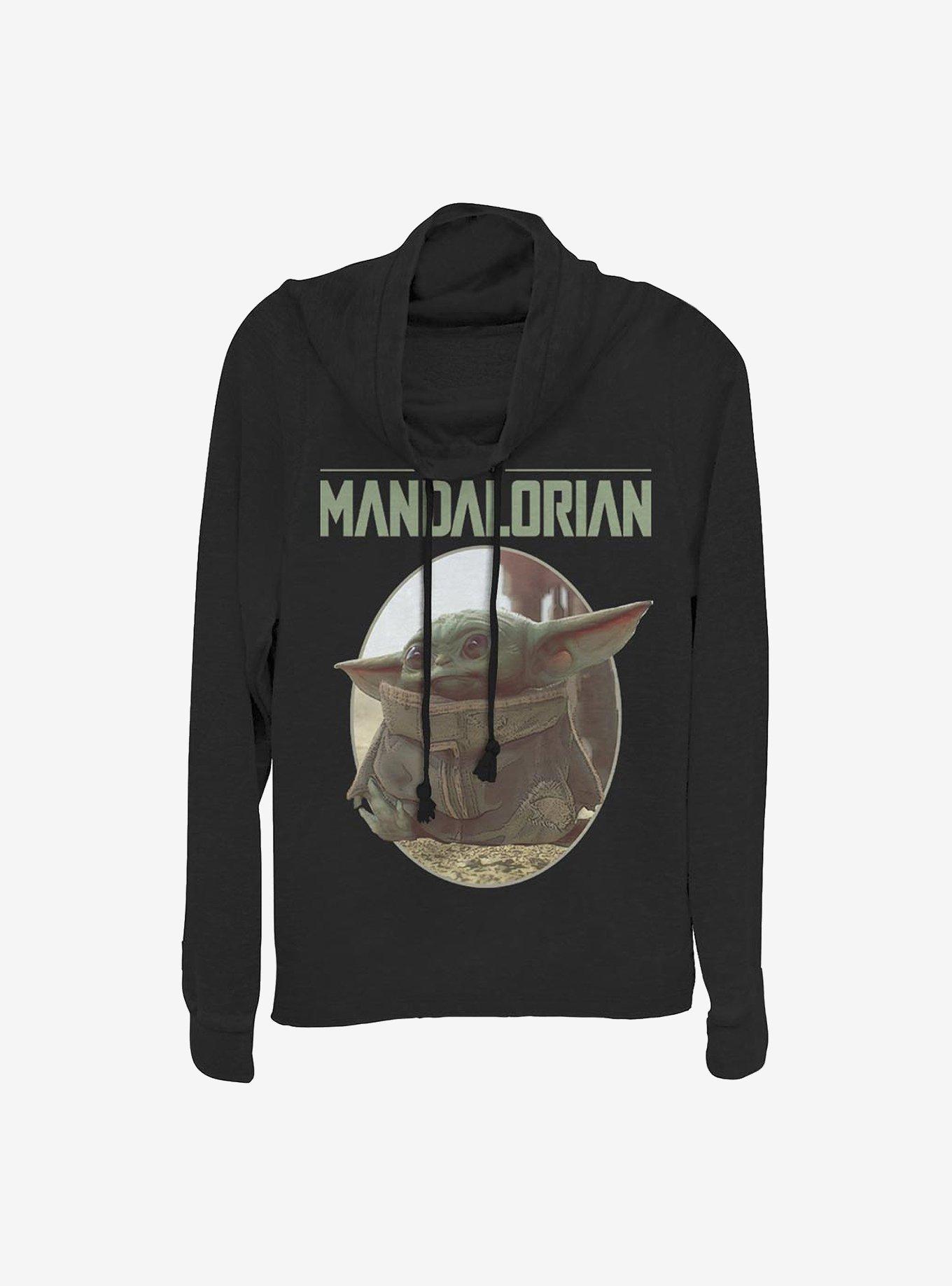 Star Wars The Mandalorian The Look Cowl Neck Long-Sleeve Womens Top, BLACK, hi-res