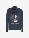 Disney Tinker Bell Tink Holiday Cowl Neck Long-Sleeve Womens Top, NAVY, hi-res