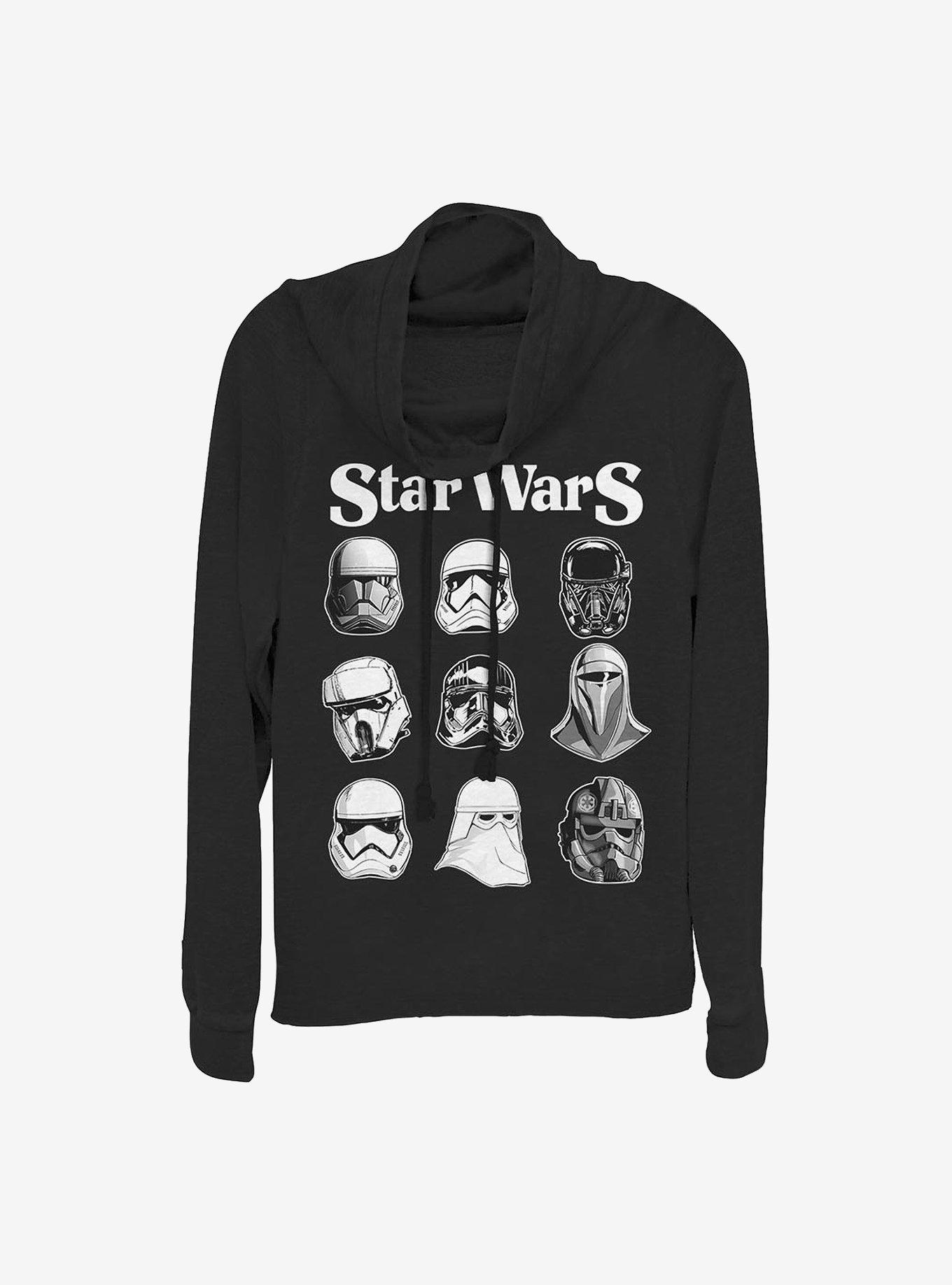 Star Wars Trooper Helms Cowl Neck Long-Sleeve Womens Top, BLACK, hi-res