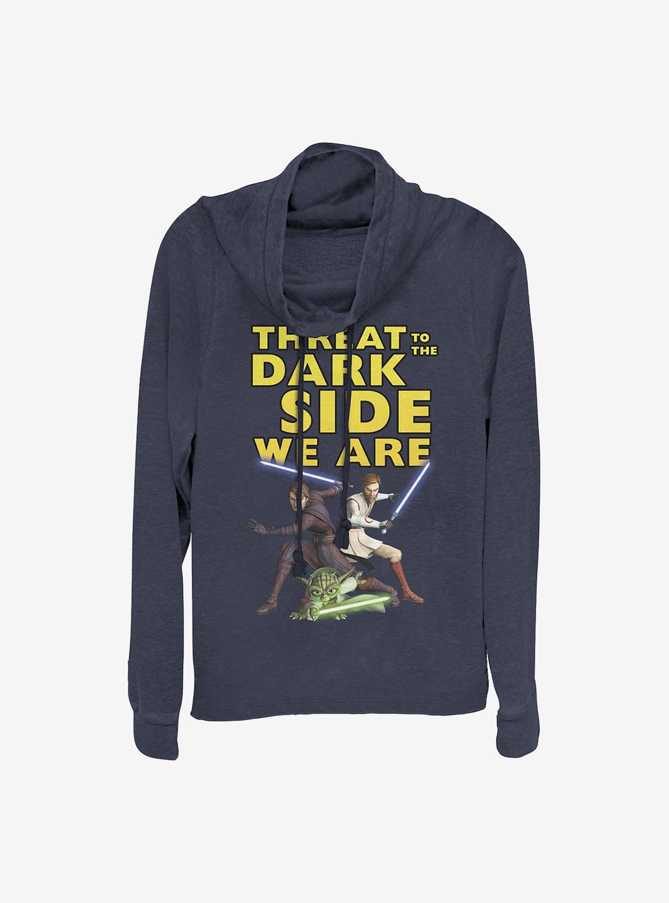 Star Wars: Clone Wars Threat We Are Cowl Neck Long-Sleeve Womens Top, NAVY, hi-res