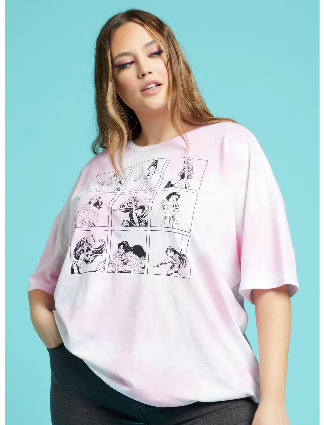 Her Universe Disney Princess Grid Tie-Dye Boyfriend Fit T-Shirt Plus Size, MULTI, hi-res