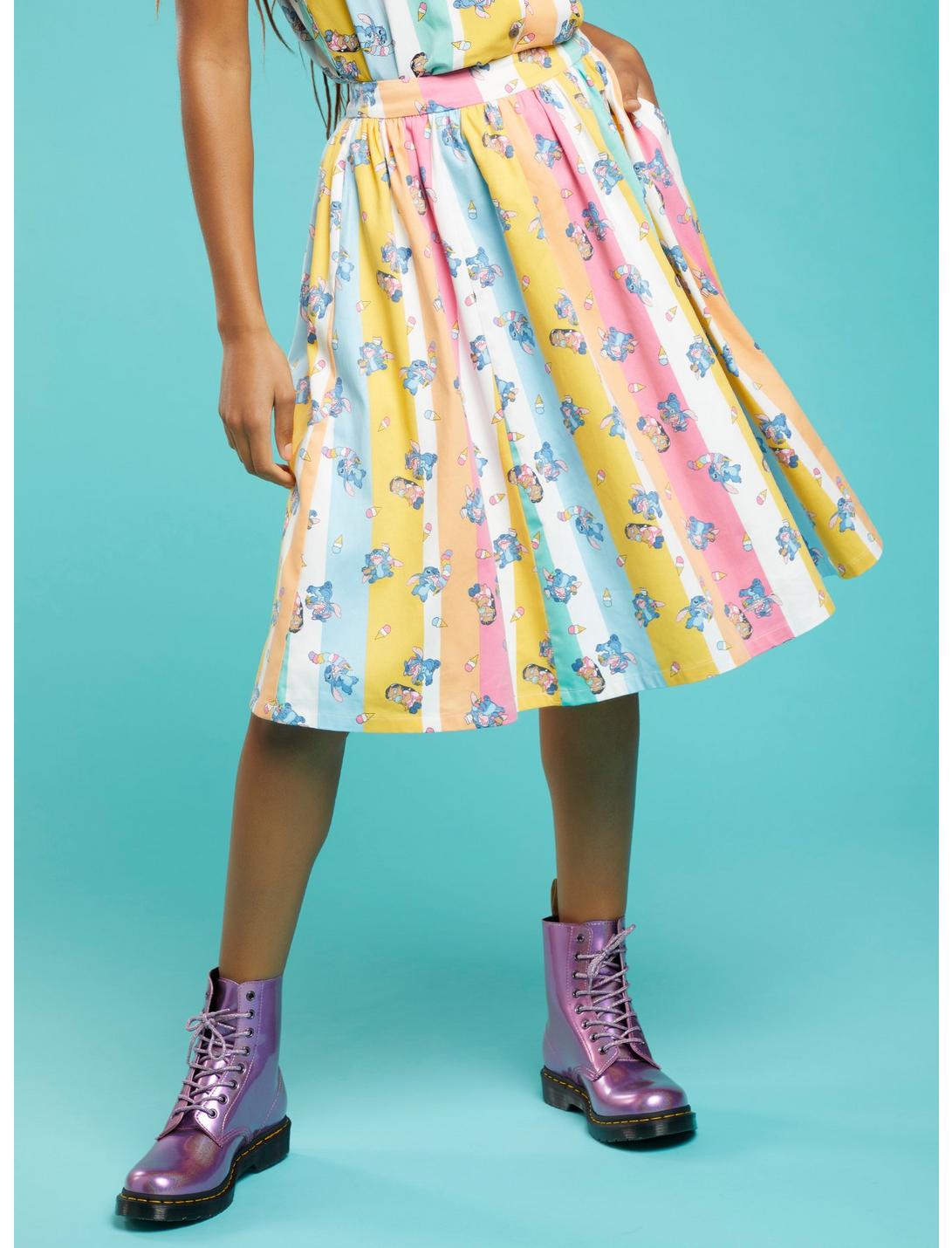 Her Universe Disney Lilo & Stitch Ice Cream Stripe Retro Skirt, MULTI, hi-res