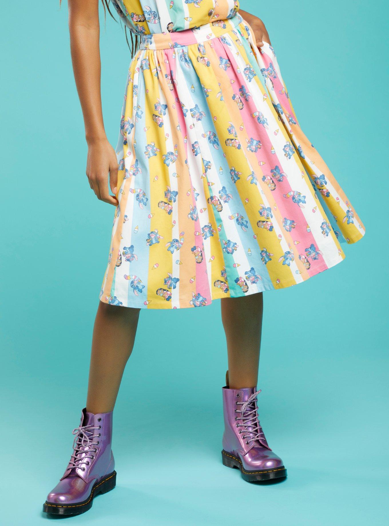 Her Universe Disney Lilo & Stitch Ice Cream Stripe Retro Skirt, MULTI, hi-res