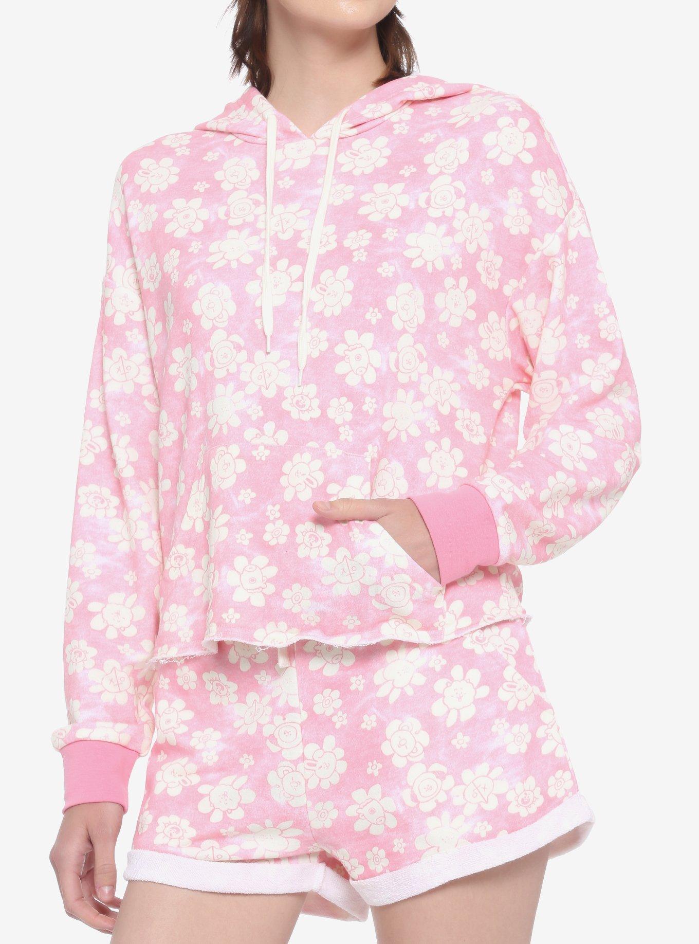 BT21 Floral Pink Wash Girls Hoodie