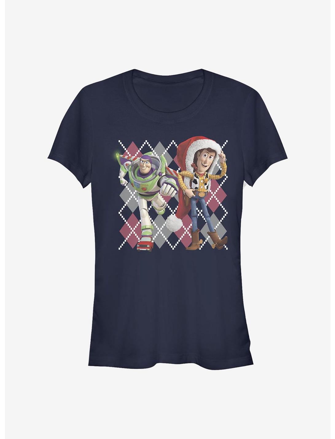 Disney Pixar Toy Story Argyle Christmas Girls T-Shirt, NAVY, hi-res