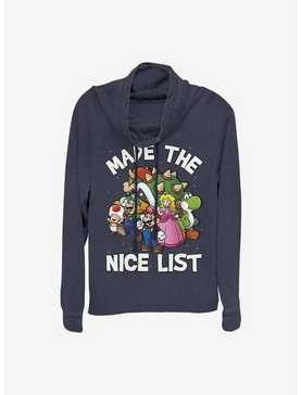 Nintendo Mario Nice List Cowlneck Long-Sleeve Girls Top, , hi-res