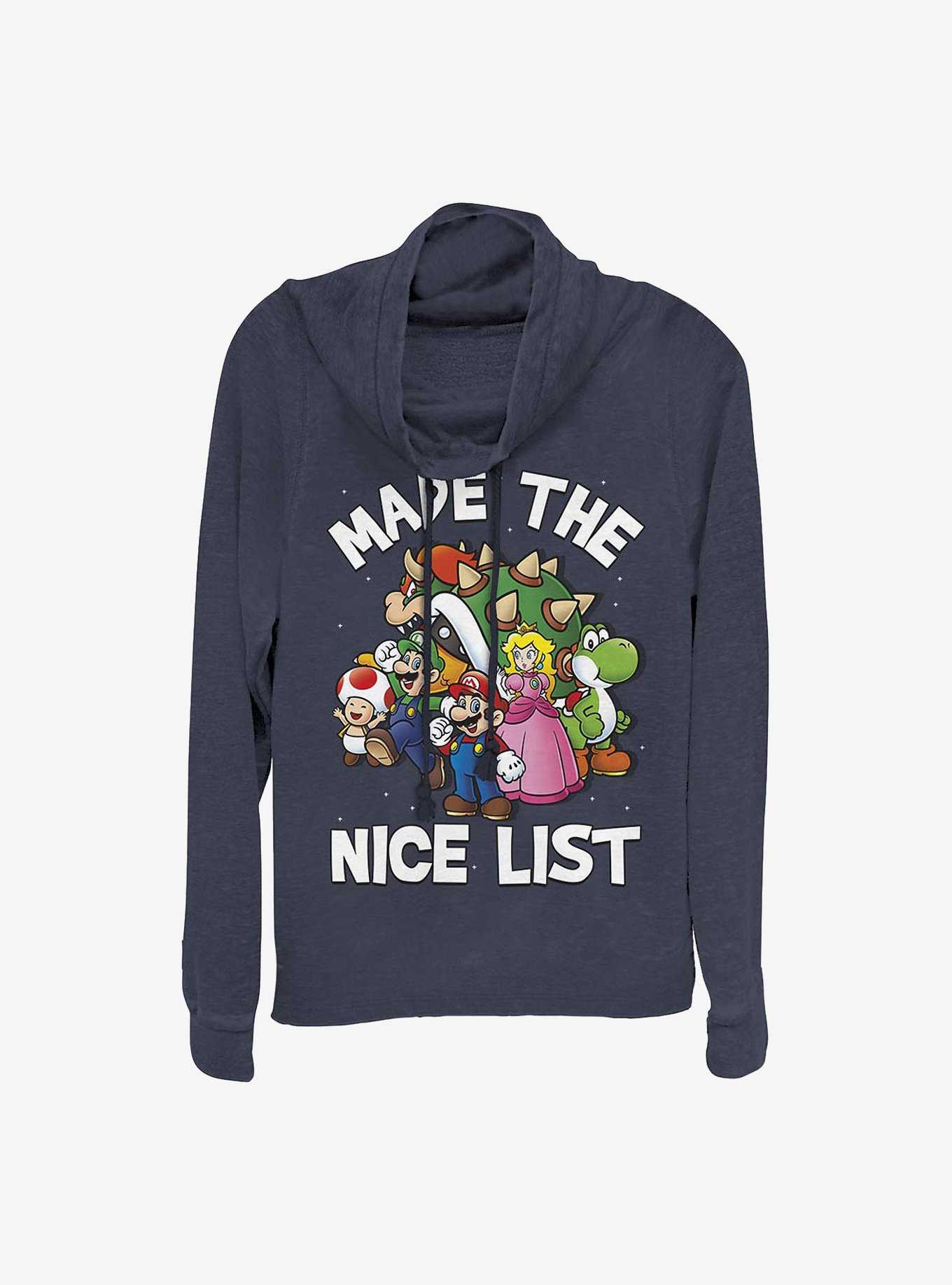Nintendo Mario Nice List Cowlneck Long-Sleeve Girls Top, , hi-res