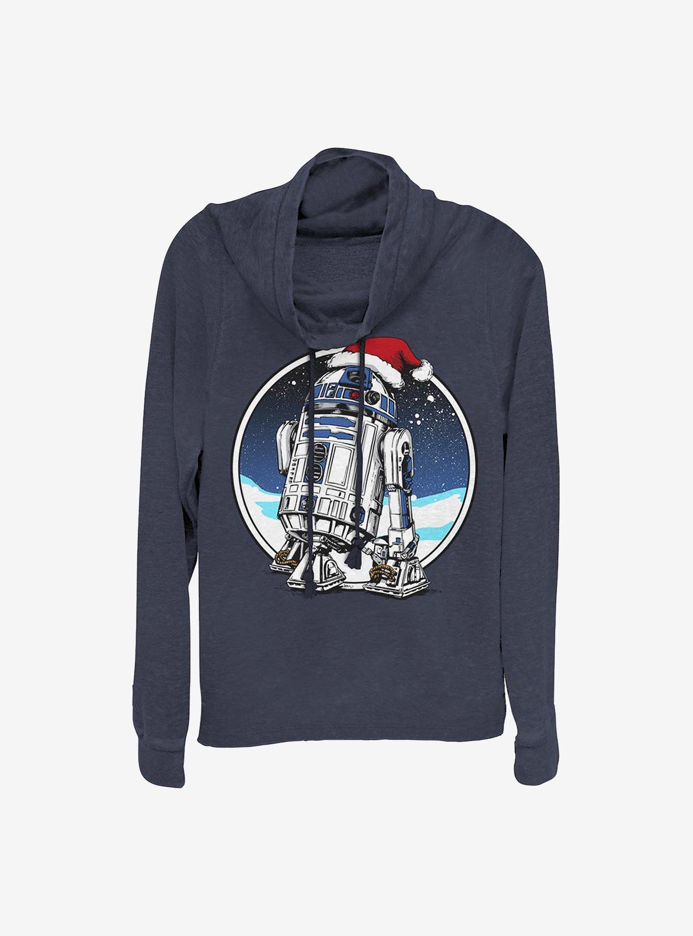 Star Wars Holiday R2-D2 Cowlneck Long-Sleeve Girls Top, NAVY, hi-res