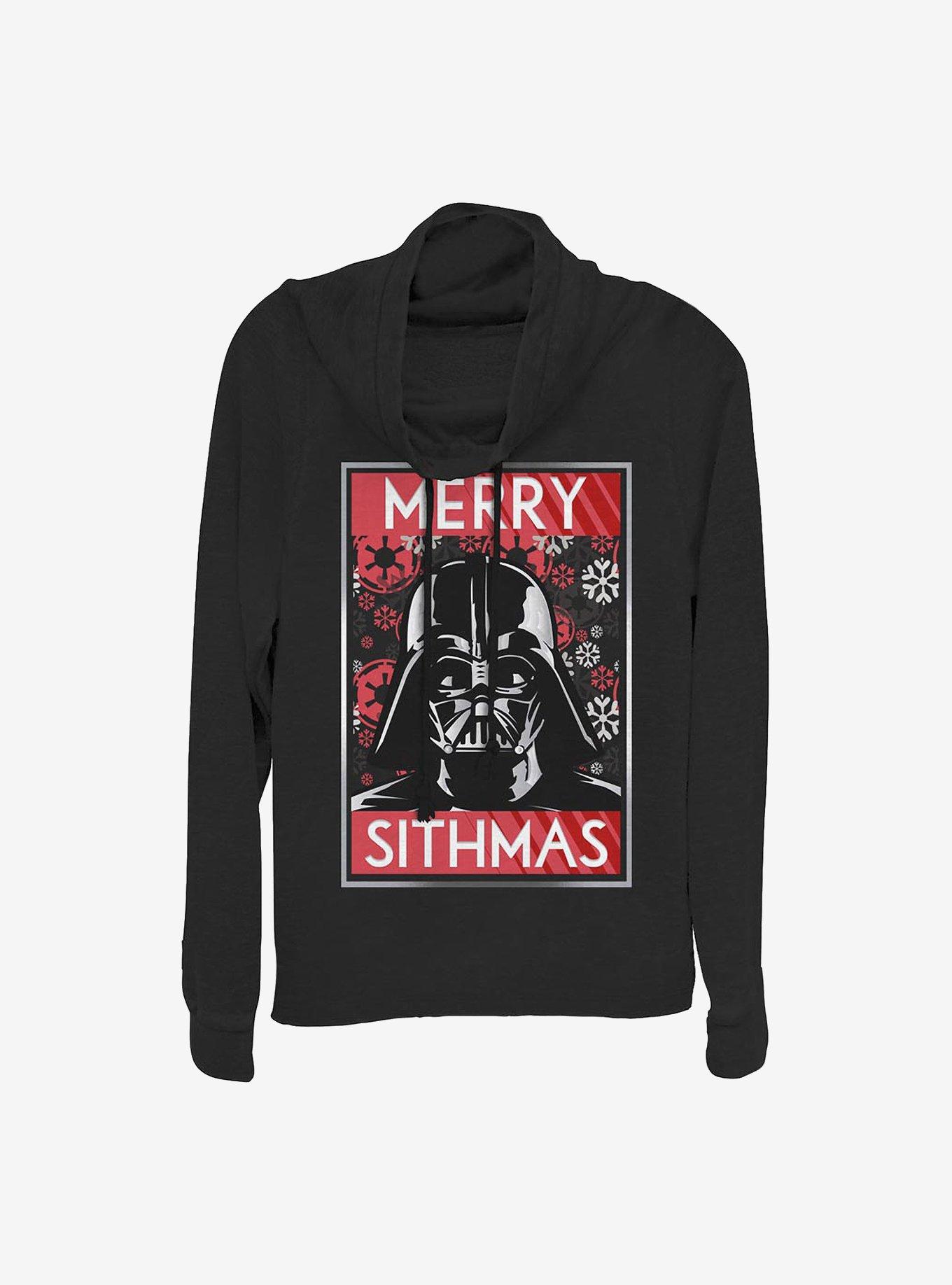 Star Wars Sithmas Vader Cowlneck Long-Sleeve Girls Top, BLACK, hi-res