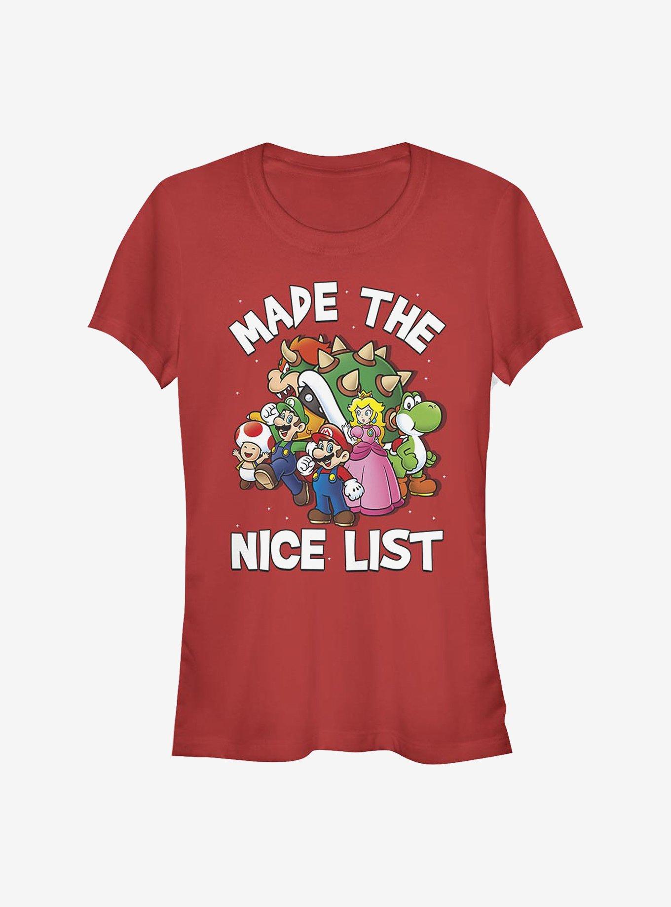 Nintendo Mario Nice List Girls T-Shirt, RED, hi-res