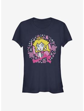 Nintendo Mario Peach Christmas Girls T-Shirt, NAVY, hi-res