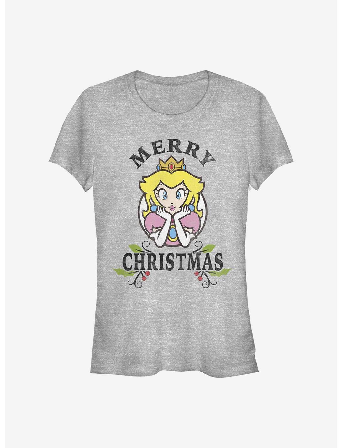 Nintendo Mario Princess Peach Holiday Girls T-Shirt, ATH HTR, hi-res