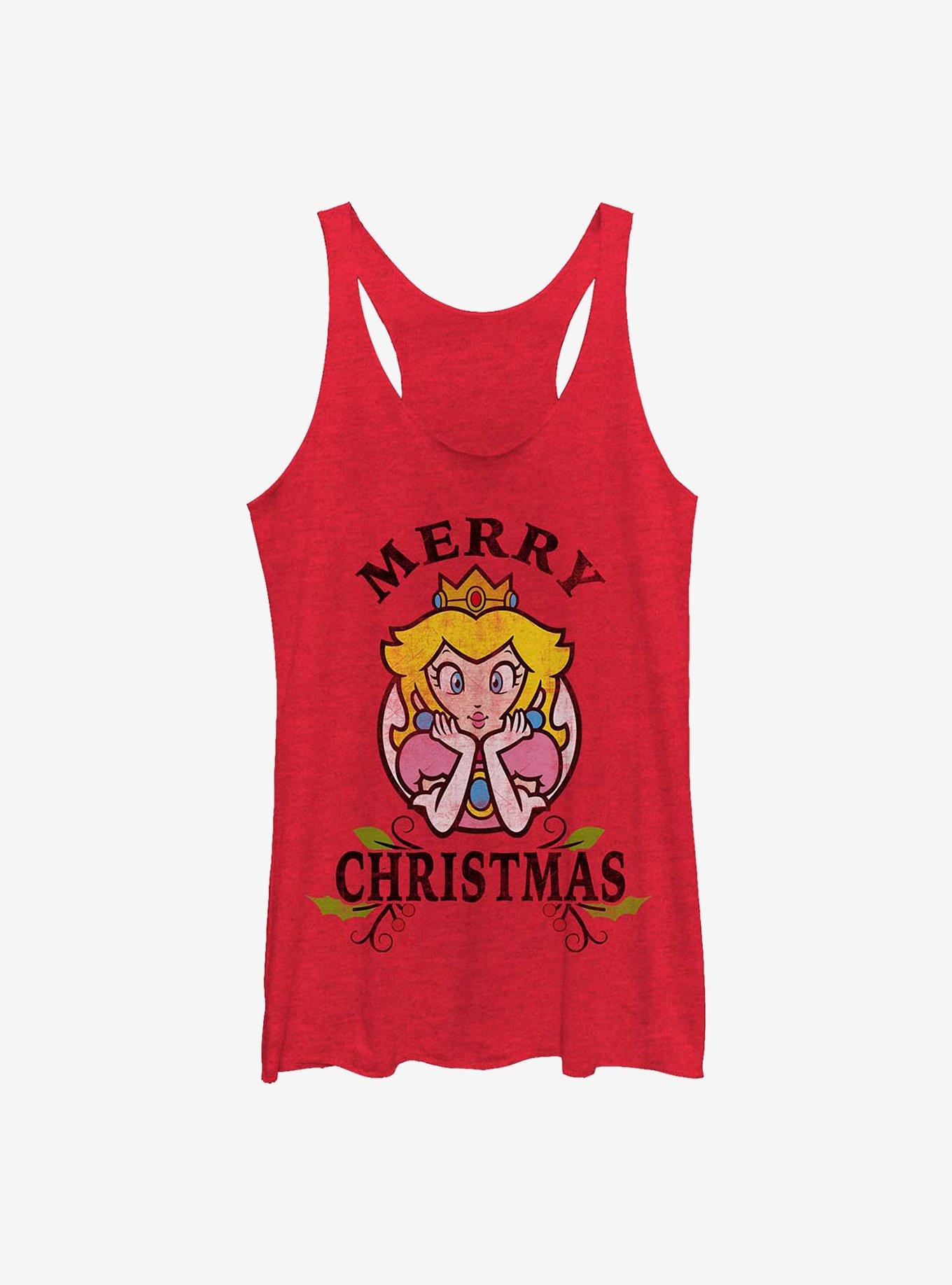 Nintendo Mario Princess Peach Holiday Girls Tank, RED HTR, hi-res