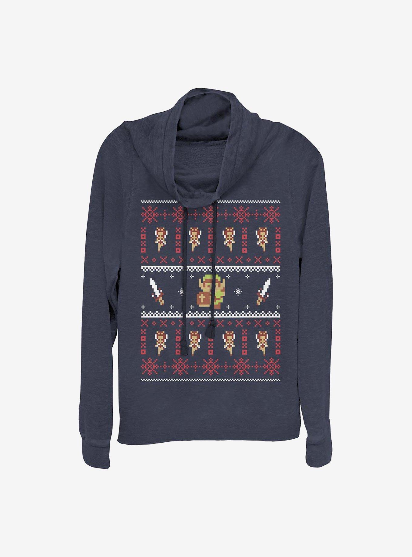 Nintendo The Legend Of Zelda Wintery Zelda Cowlneck Long-Sleeve Girls Top, , hi-res