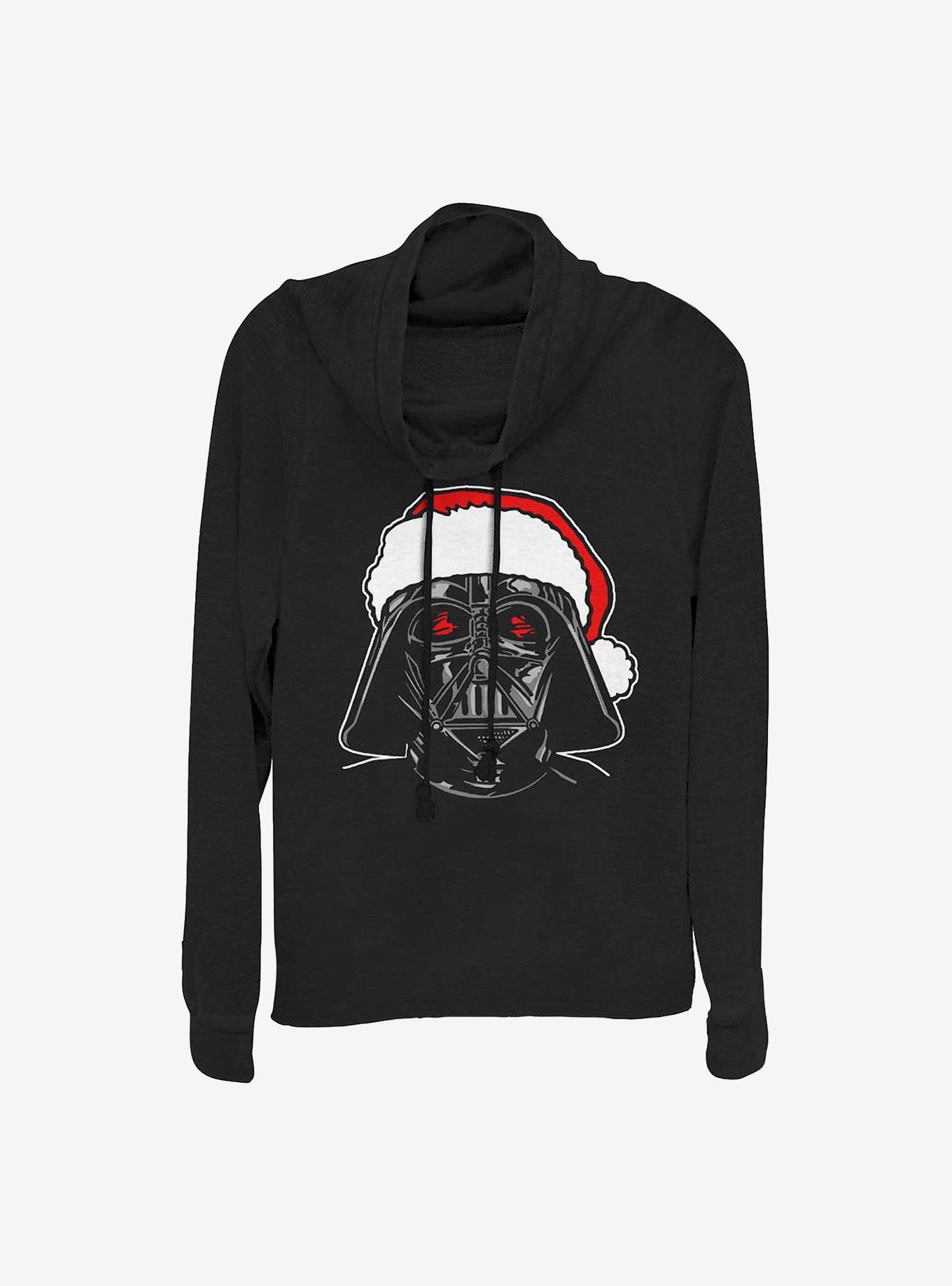 Star Wars Santa Darth Cowlneck Long-Sleeve Girls Top, BLACK, hi-res