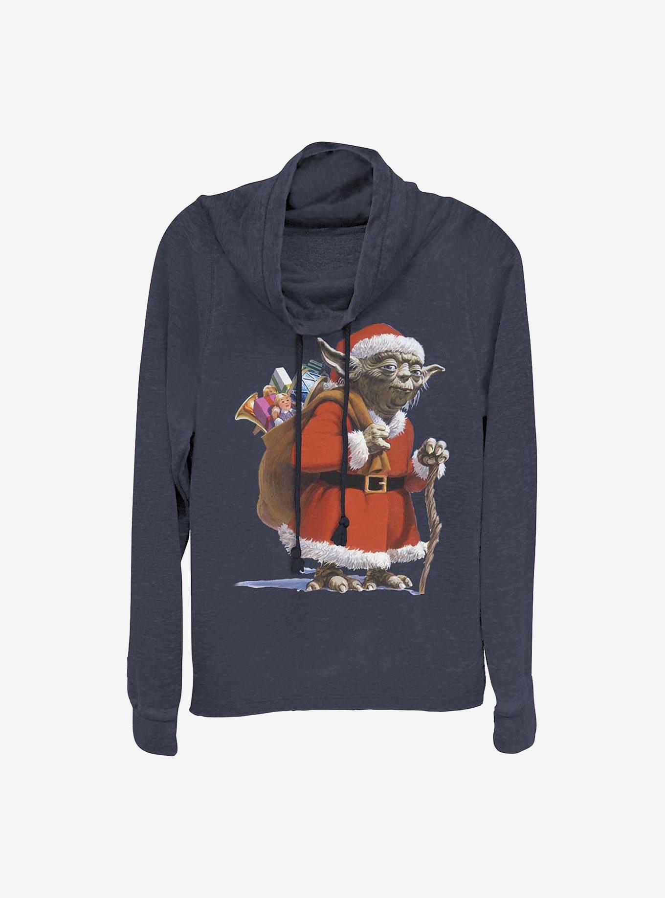 Star Wars Santa Yoda Cowlneck Long-Sleeve Girls Top, , hi-res