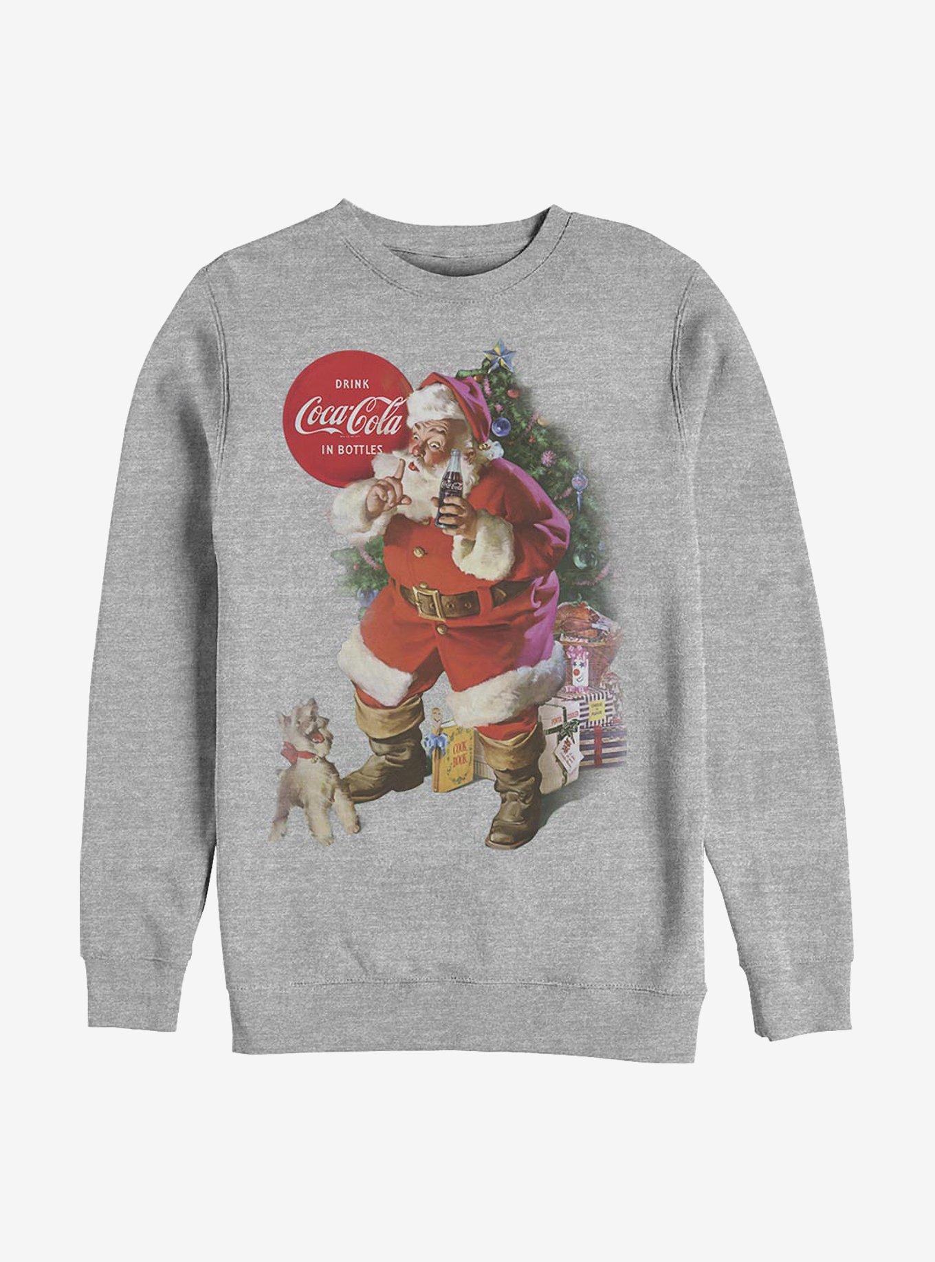 Coke Coca-Cola Surprised Puppy Crew Sweatshirt, ATH HTR, hi-res