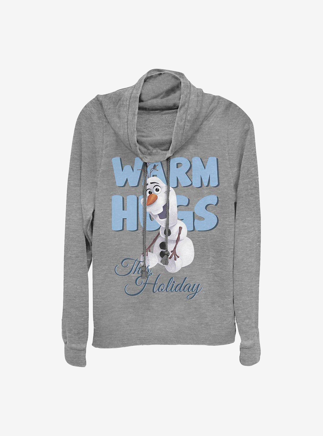 Disney Frozen Warm Hugs Holiday Cowlneck Long-Sleeve Girls Top, GRAY HTR, hi-res