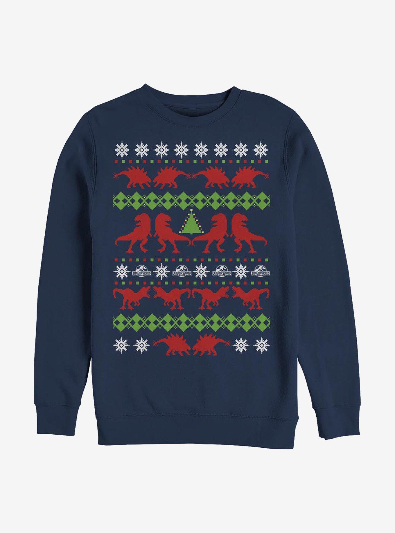 Jurassic Park Ugly Holiday Crew Sweatshirt, NAVY, hi-res