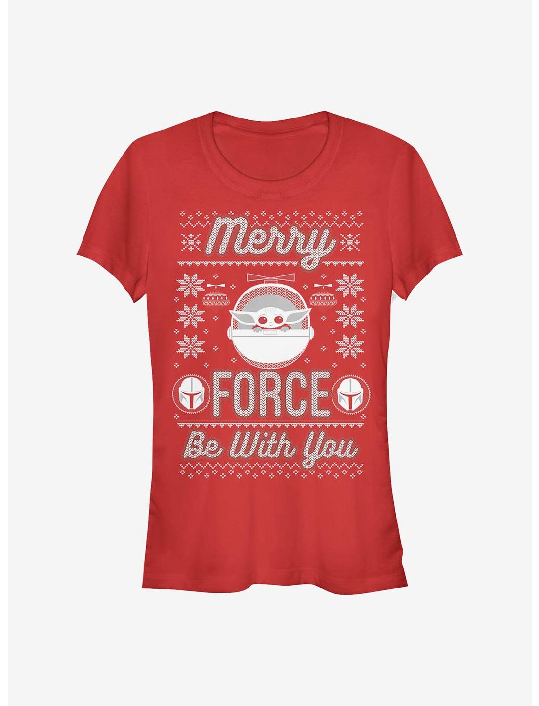 Star Wars The Mandalorian The Child Merry Force Girls T-Shirt, RED, hi-res