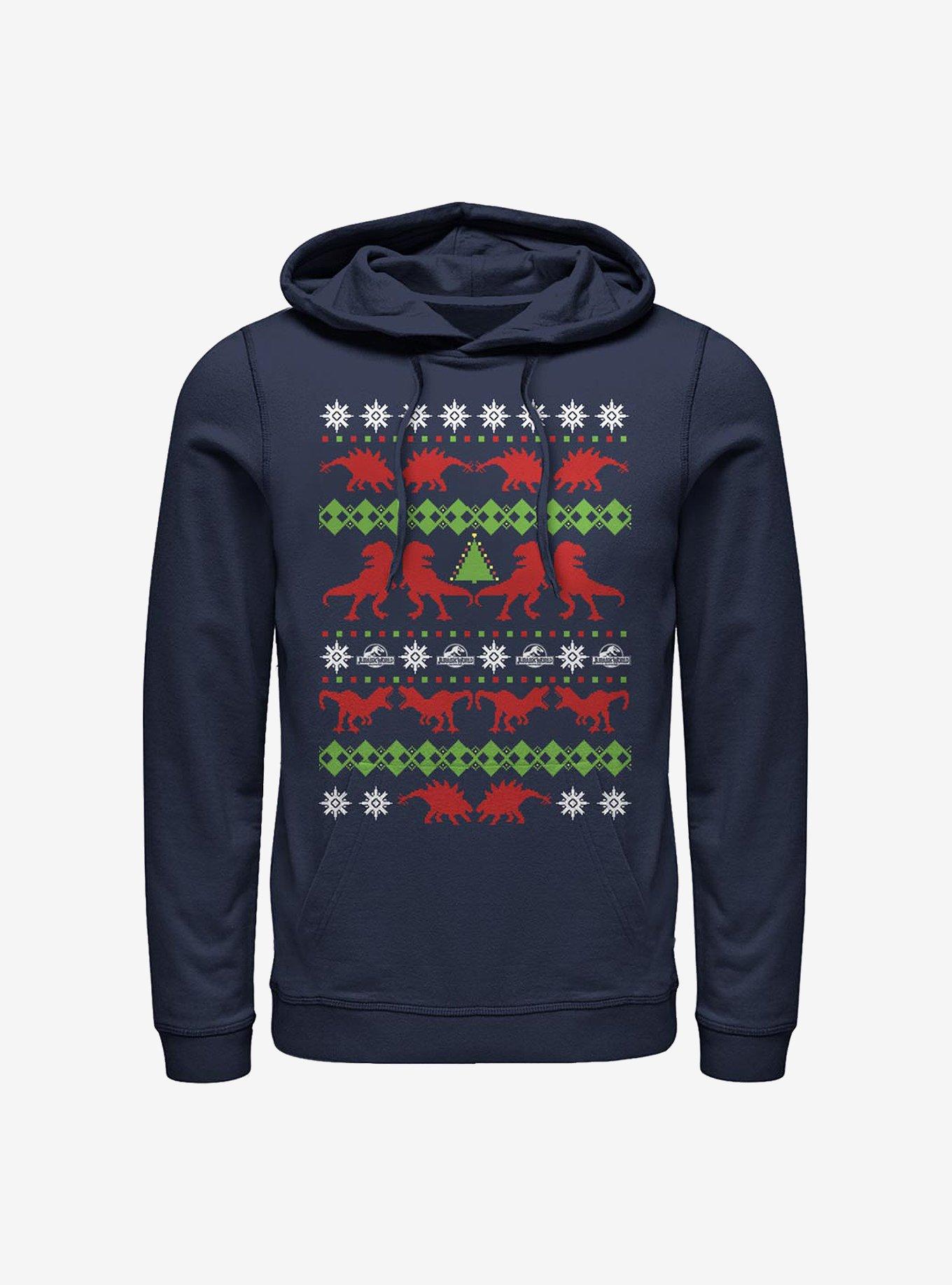 Jurassic Park Ugly Holiday Hoodie, NAVY, hi-res