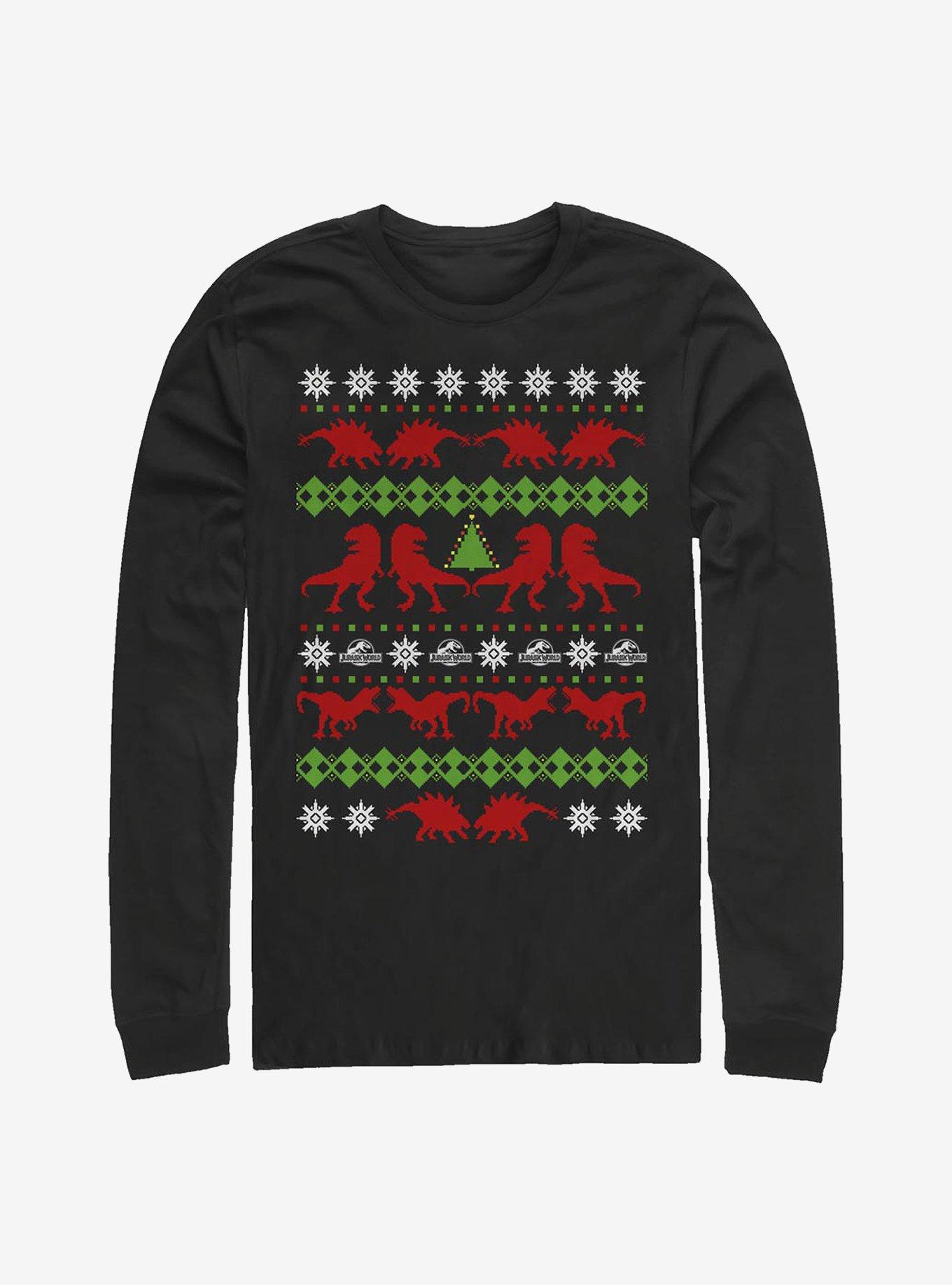 Jurassic Park Ugly Holiday Long-Sleeve T-Shirt, BLACK, hi-res