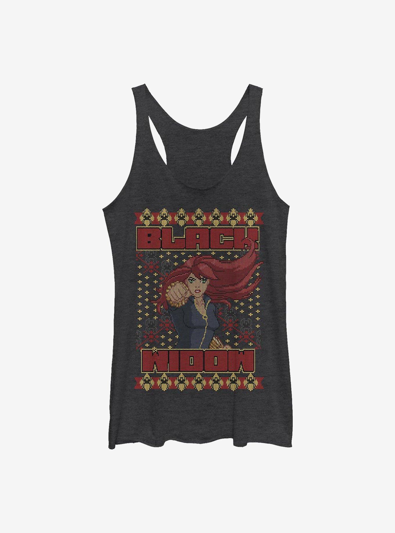 Marvel Black Widow Ugly Holiday Girls Tank, BLK HTR, hi-res