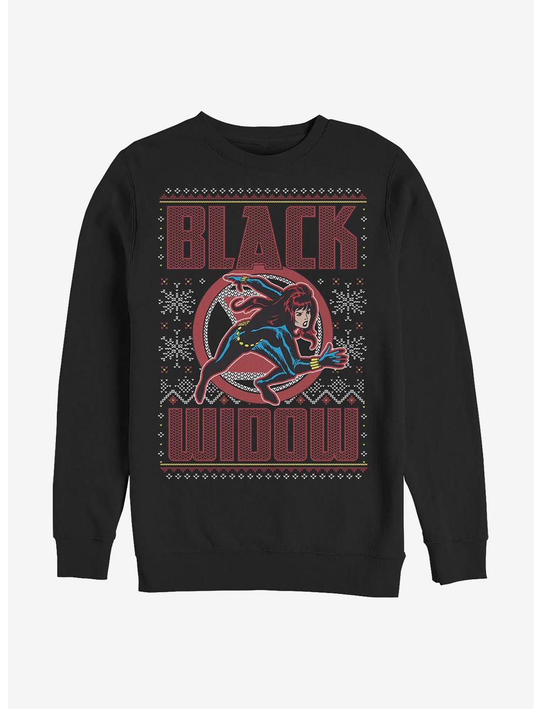 Marvel Black Widow Ugly Holiday Crew Sweatshirt, BLACK, hi-res