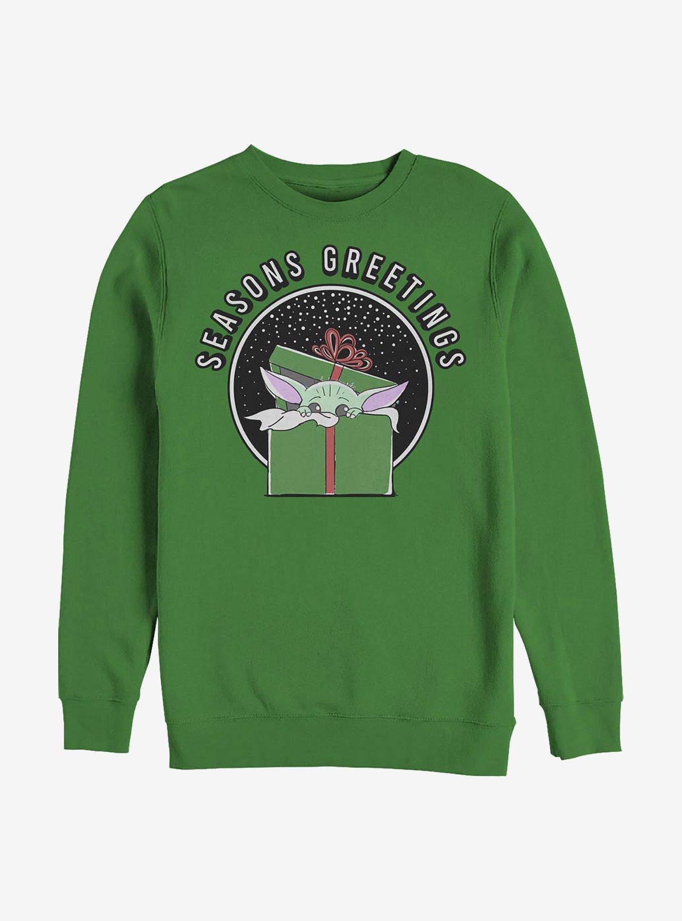 Star Wars The Mandalorian The Child Seasons Greetings Crew Sweatshirt, KELLY, hi-res