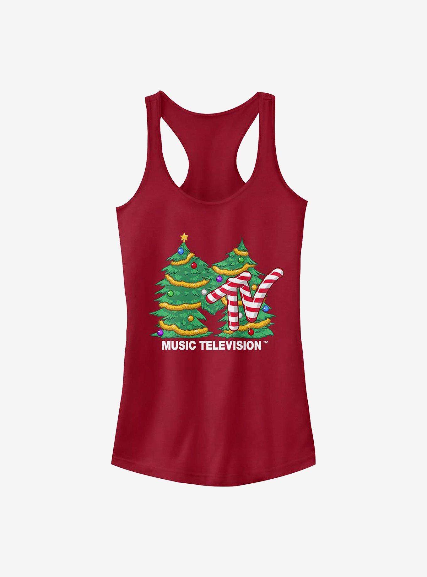 MTV Christmas Tree Girls Tank, SCARLET, hi-res