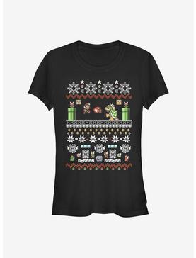Nintendo Mario 8-Bit Xmas Stack Girls T-Shirt, , hi-res