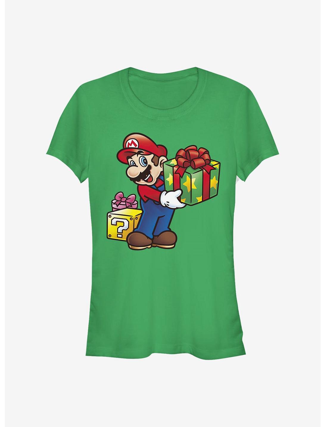 Nintendo Mario Christmas Present Girls T-Shirt, KELLY, hi-res