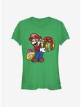 Nintendo Mario Christmas Present Girls T-Shirt, KELLY, hi-res