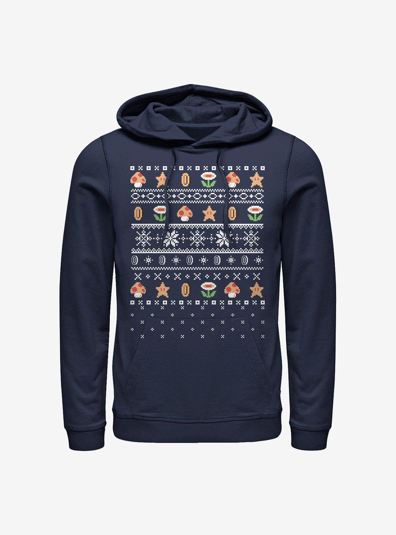 Nintendo Mario Items Holiday Hoodie, NAVY, hi-res