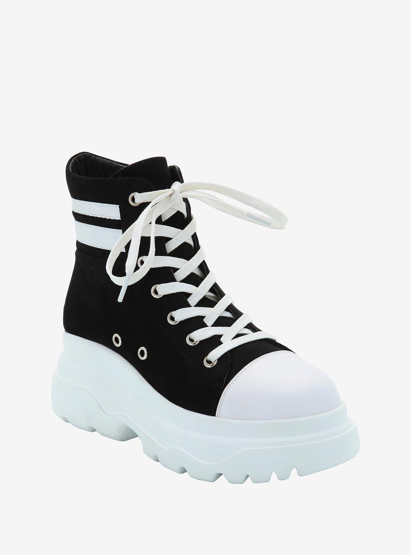 CHUNKY SOLE HIGH TOP SNEAKERS - Black