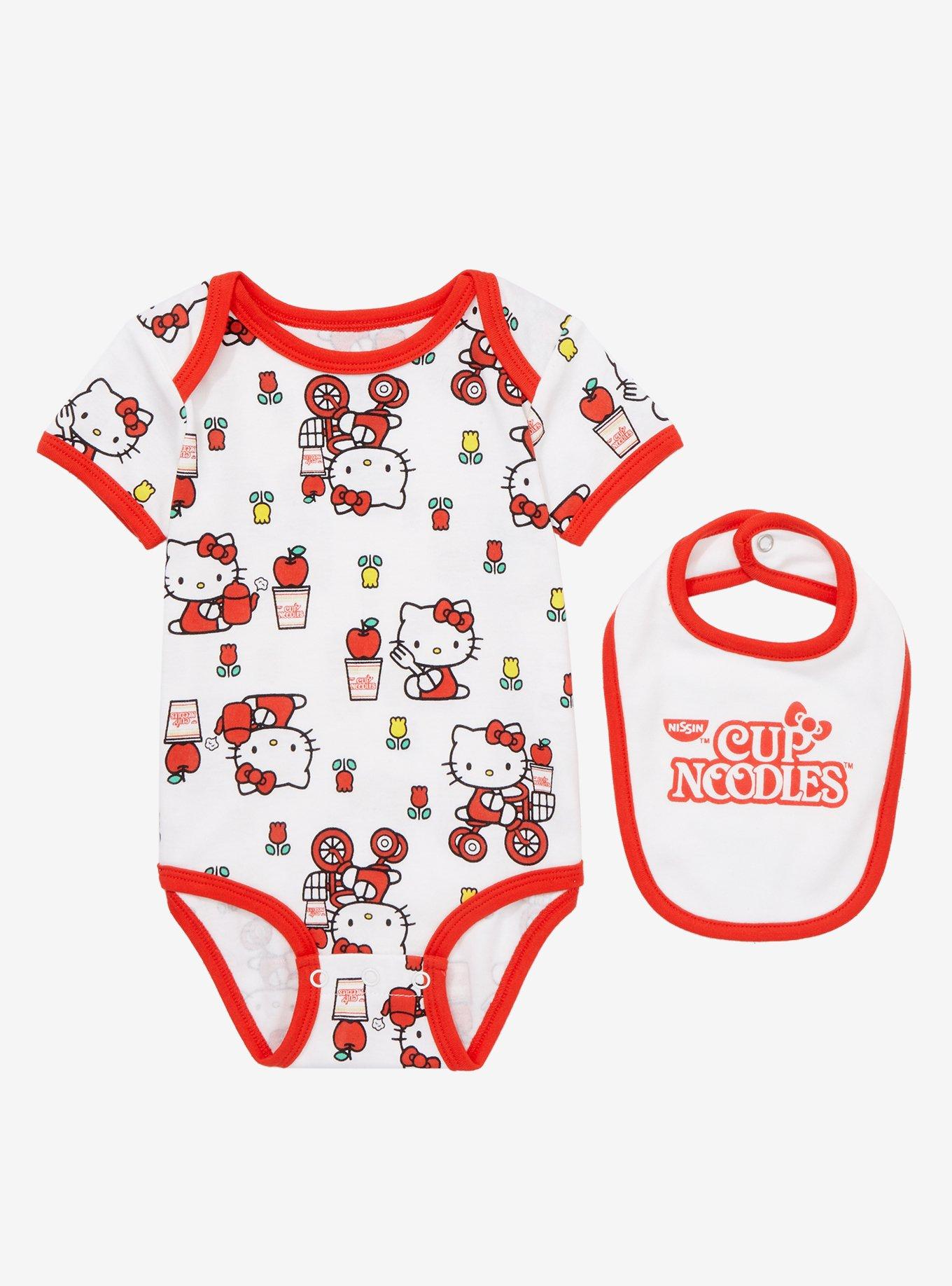 Nissin Cup Noodles x Hello Kitty Infant One-Piece with Bib - BoxLunch Exclusive, RED, hi-res