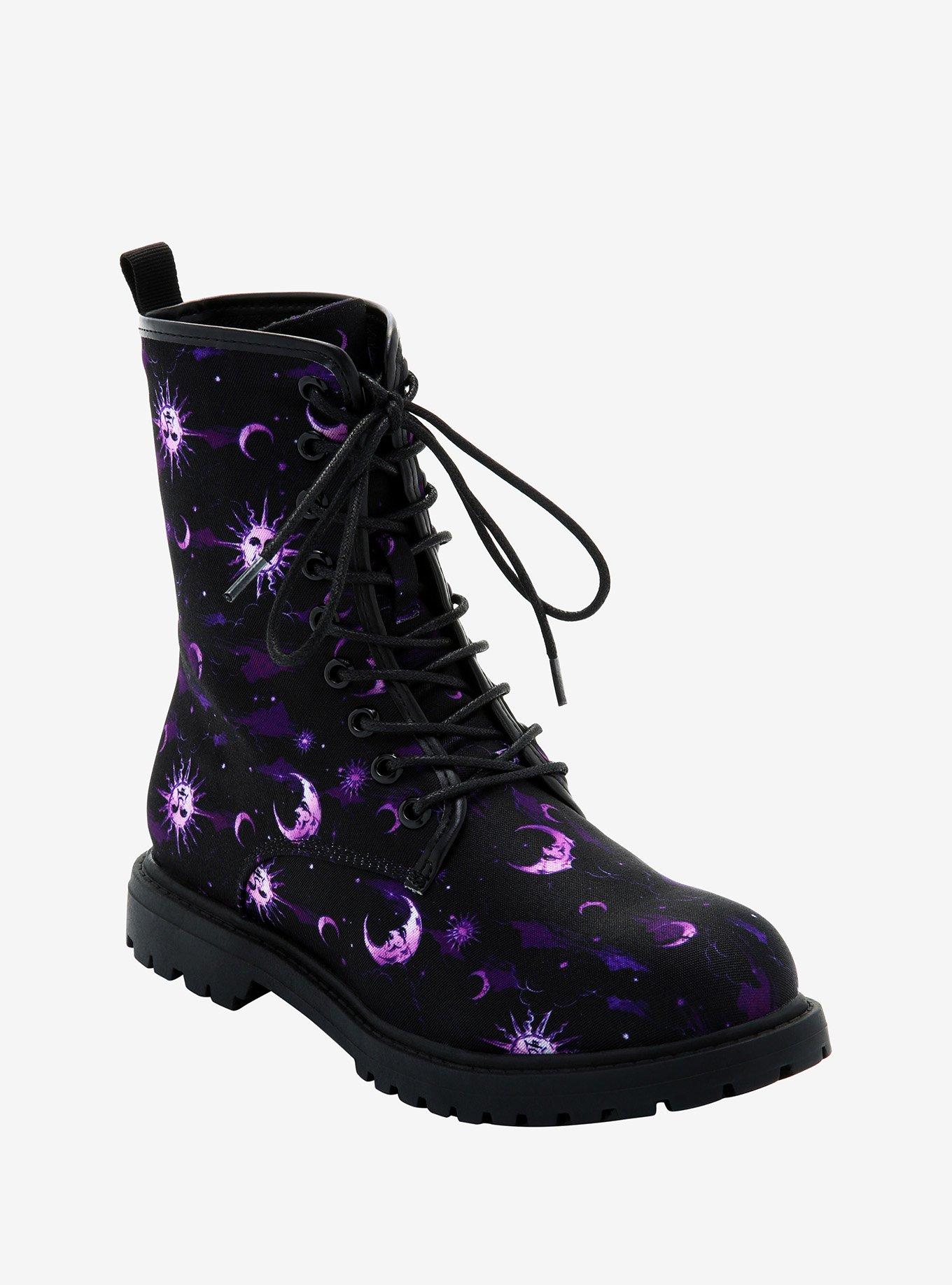 Purple Celestial Combat Boots Hot Topic