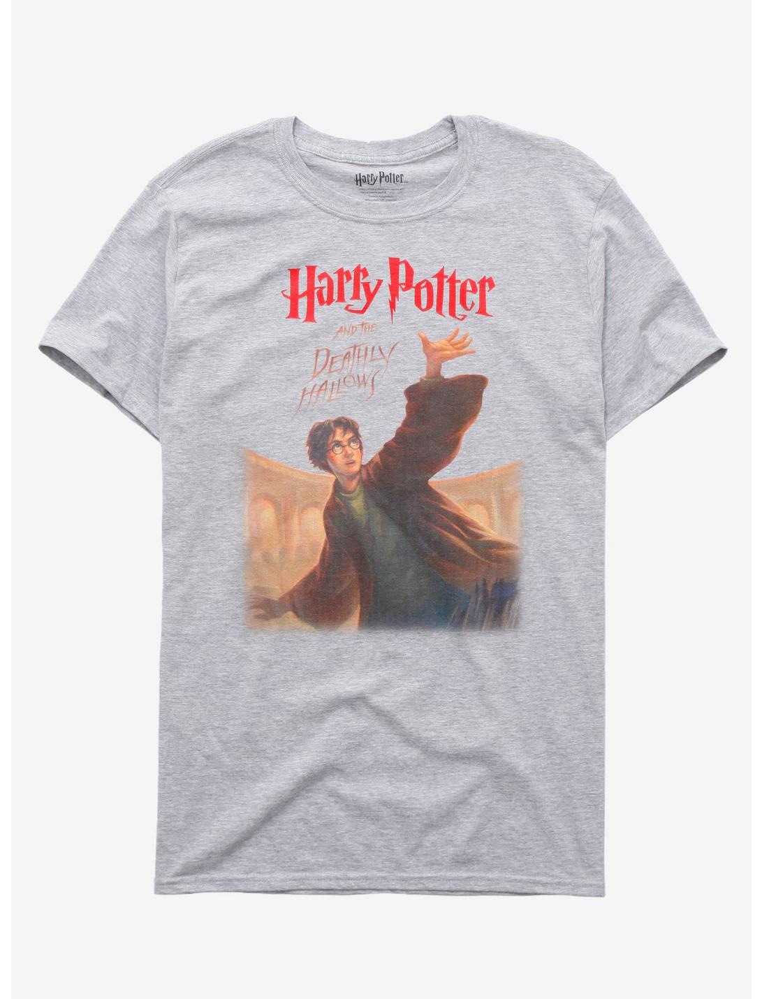 Harry Potter And The Deathly Hallows Book Cover T-Shirt, HEATHER GREY, hi-res