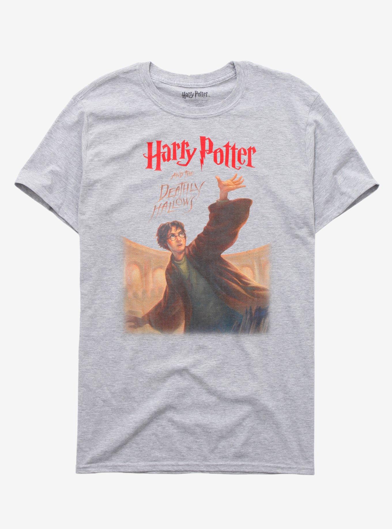 Harry Potter And The Deathly Hallows Book Cover T-Shirt, HEATHER GREY, hi-res